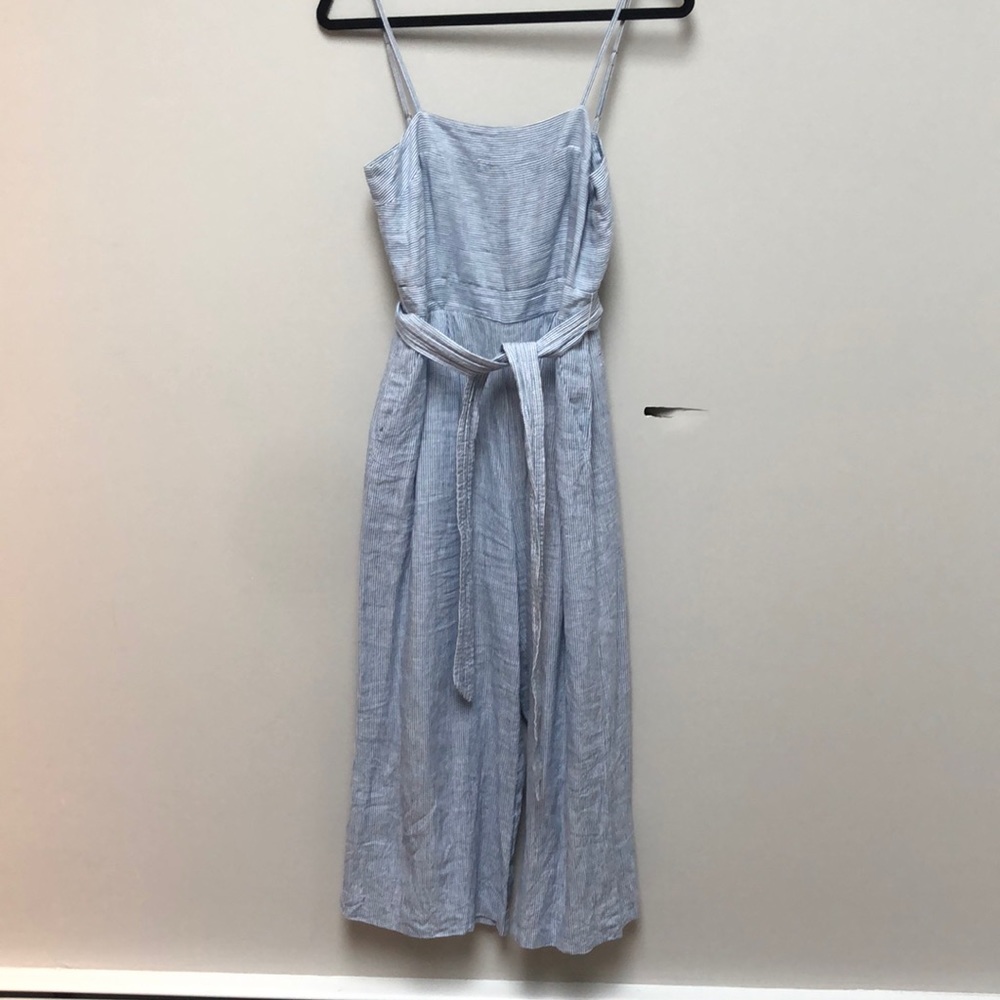 J.Crew linen Wide leg stripe jumpsuit EUC Size 2 first 2/4 comfortable